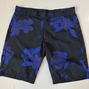 Greyson Floral Black and Blue Men's Shorts 10” Size 36